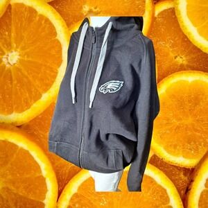 Antigua Mens Philadelphia Eagles Black Full Zip Hoodie Large NFL Football